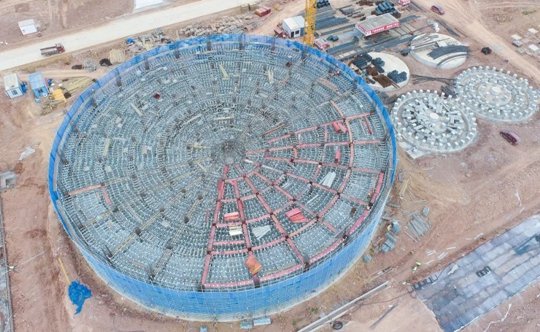 邦普宜化項目標(biāo)志性建筑“鳥巢”初具雛形！(圖1)